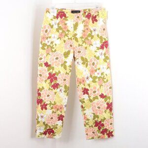 New Vintage Corey B. Women's S Retro Floral Print Cotton Capri Cropped Pants